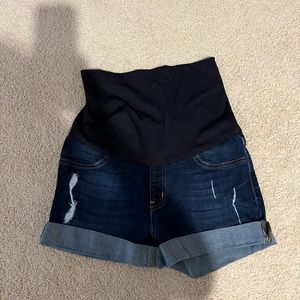 High-Waisted Black and Blue Jean Shorts